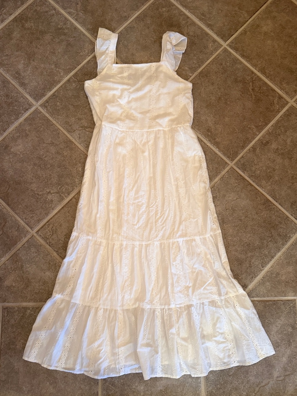 Girls Art Class White Tiered Eyelet Sundress size 10/12